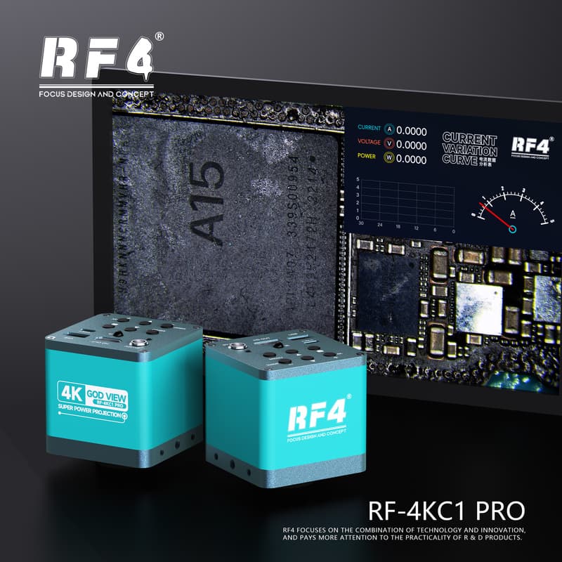 RF-4KC1 PRO — inspeção de chip A15 em 4K com medição na tela