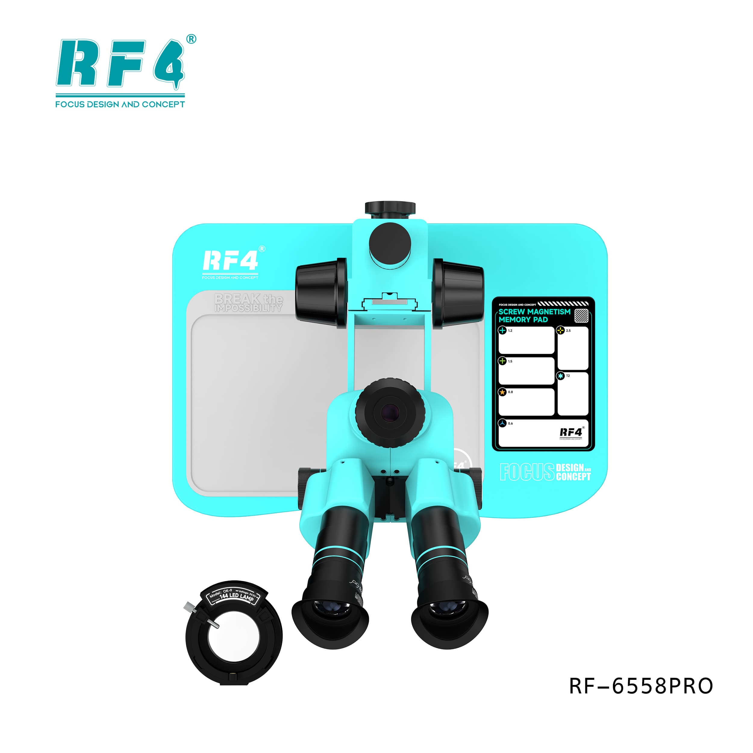 Microscópio Trinocular RF4 RF-6558PRO — vista