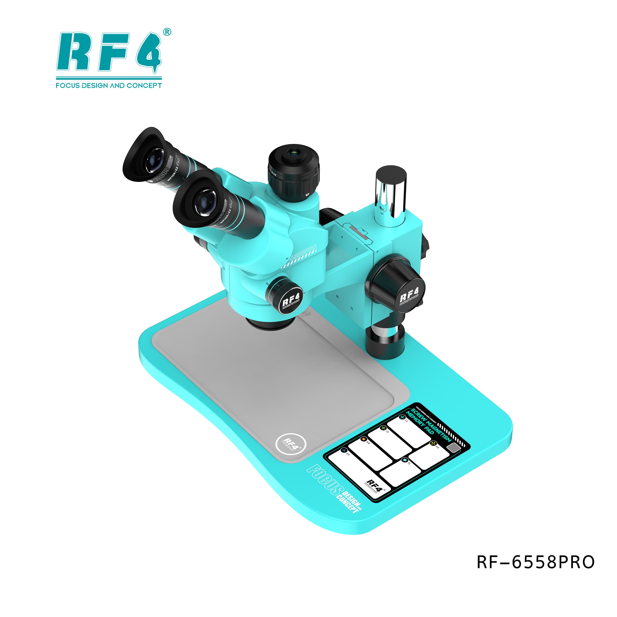 Microscópio Trinocular RF4 RF-6558PRO — detalhe da base