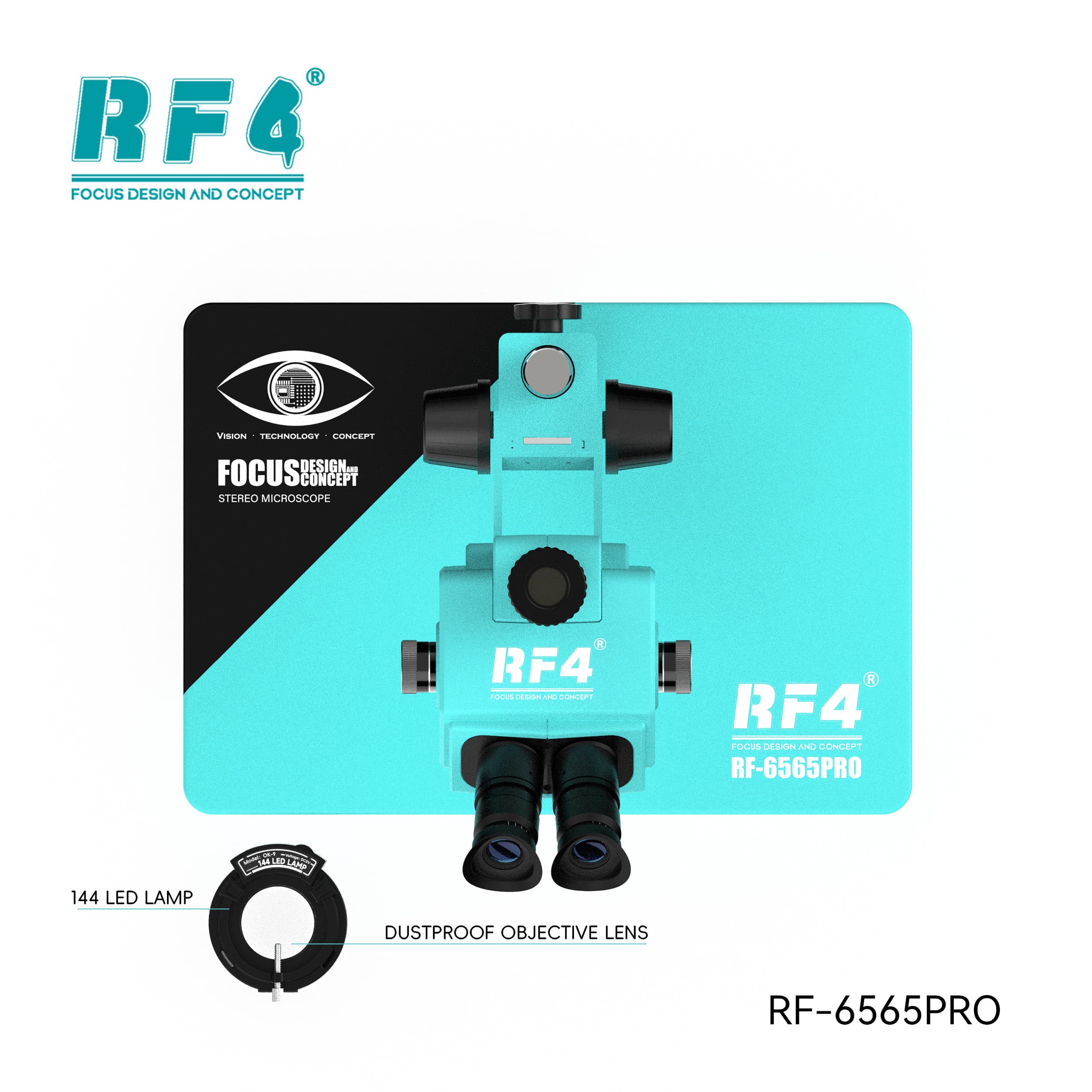 Microscópio Trinocular RF4 RF-6565PRO — vista