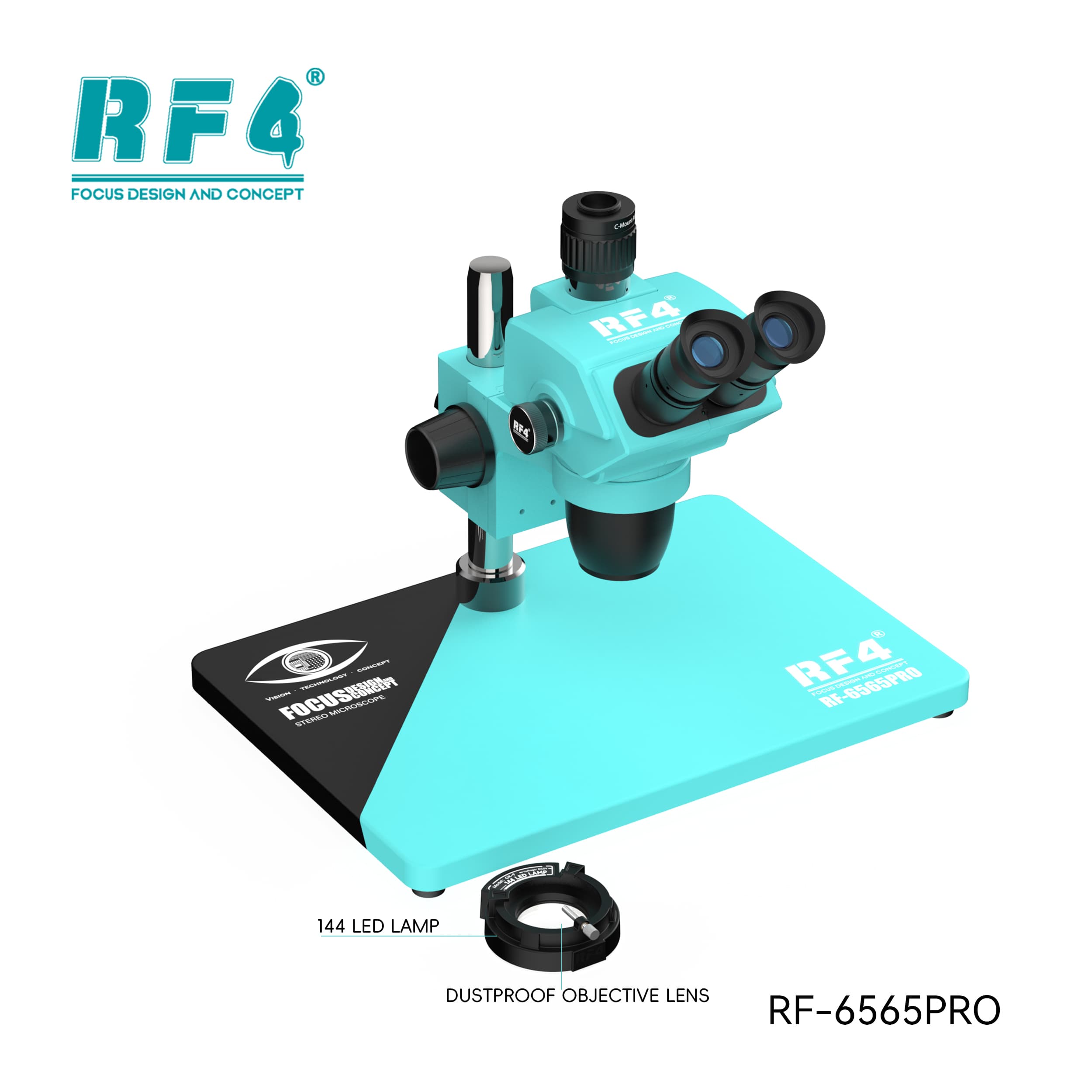 Microscópio Trinocular RF4 RF-6565PRO — detalhe