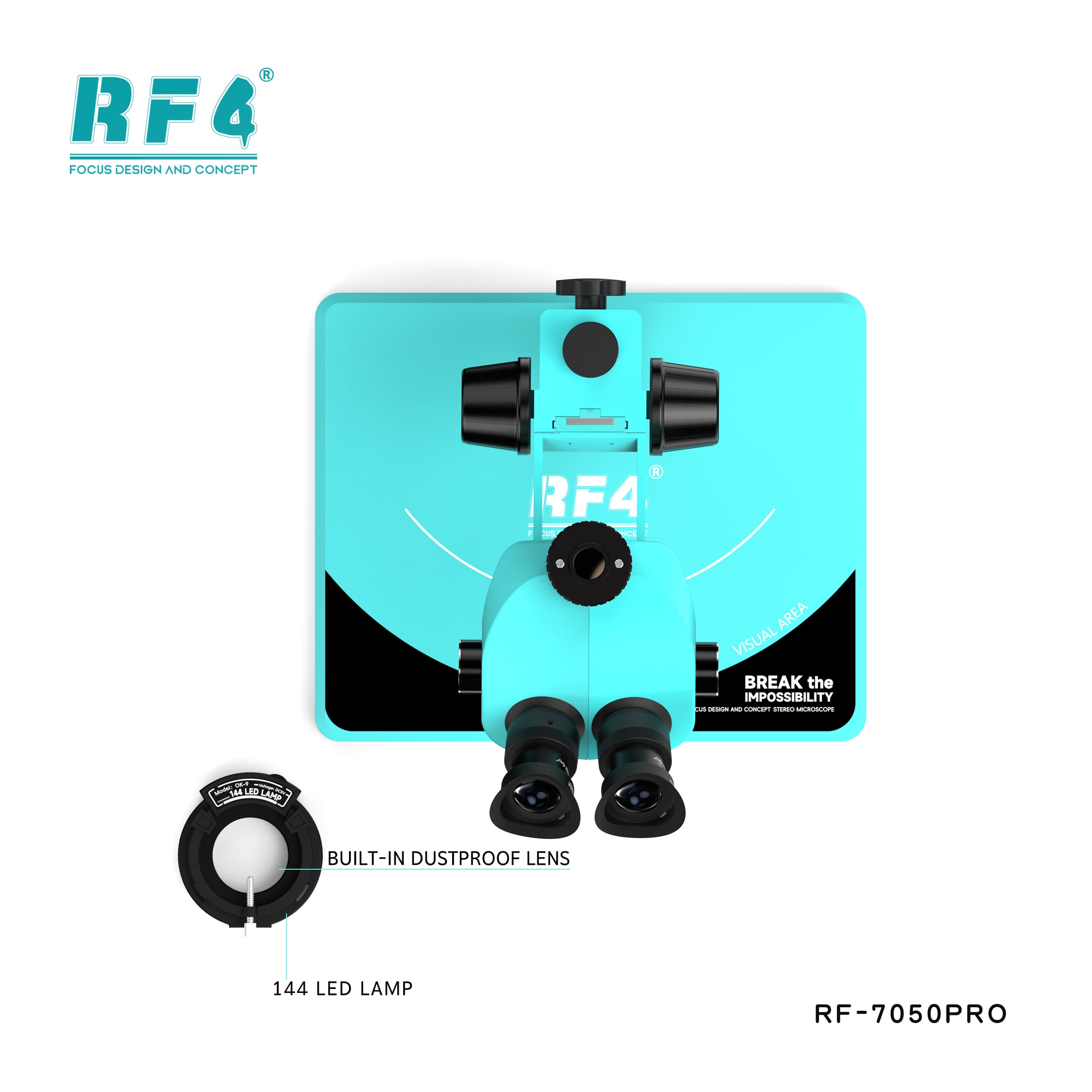 Microscópio Trinocular RF4 RF-7050PRO — detalhe