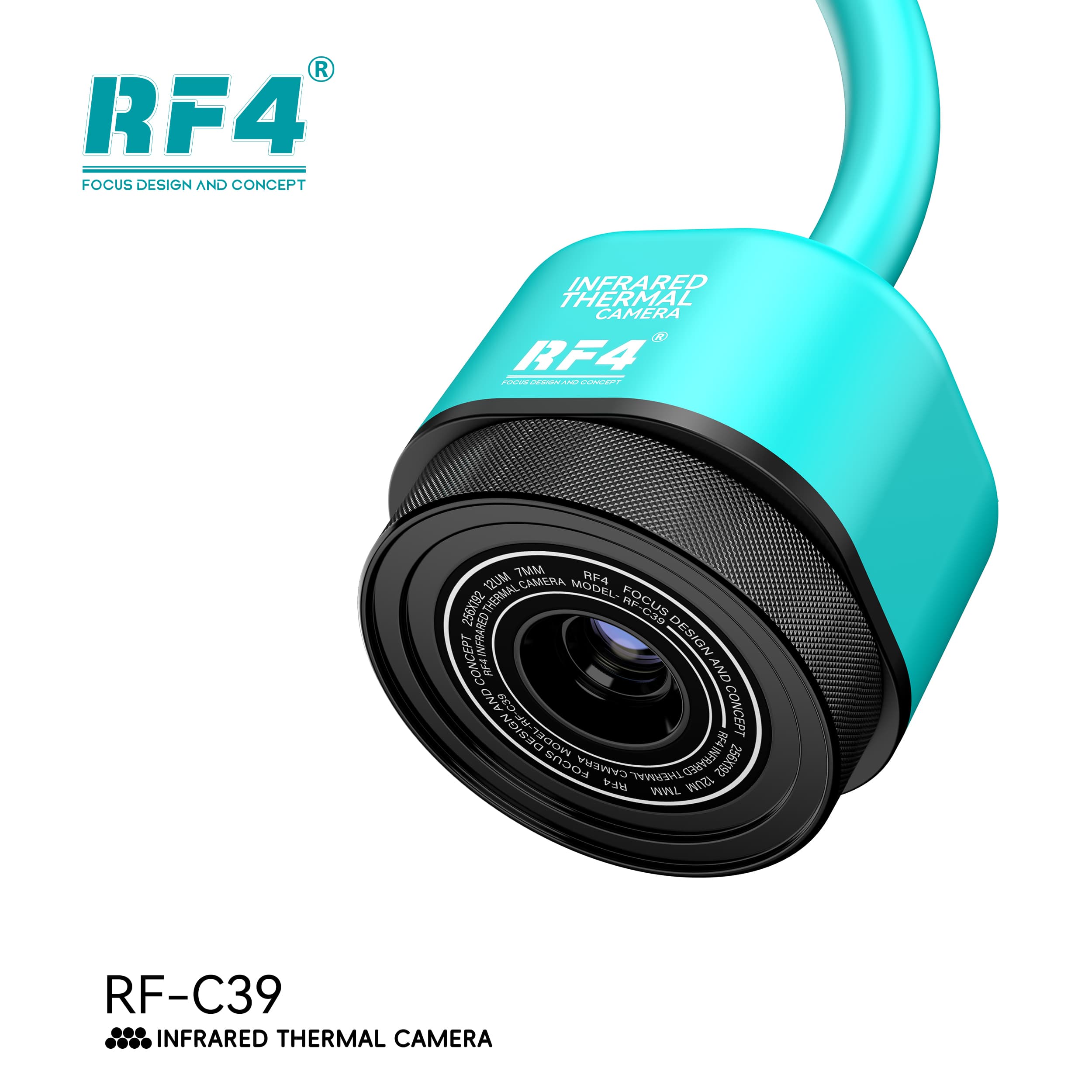 RF-C39 — close-up do cabeçote da câmera térmica infravermelha