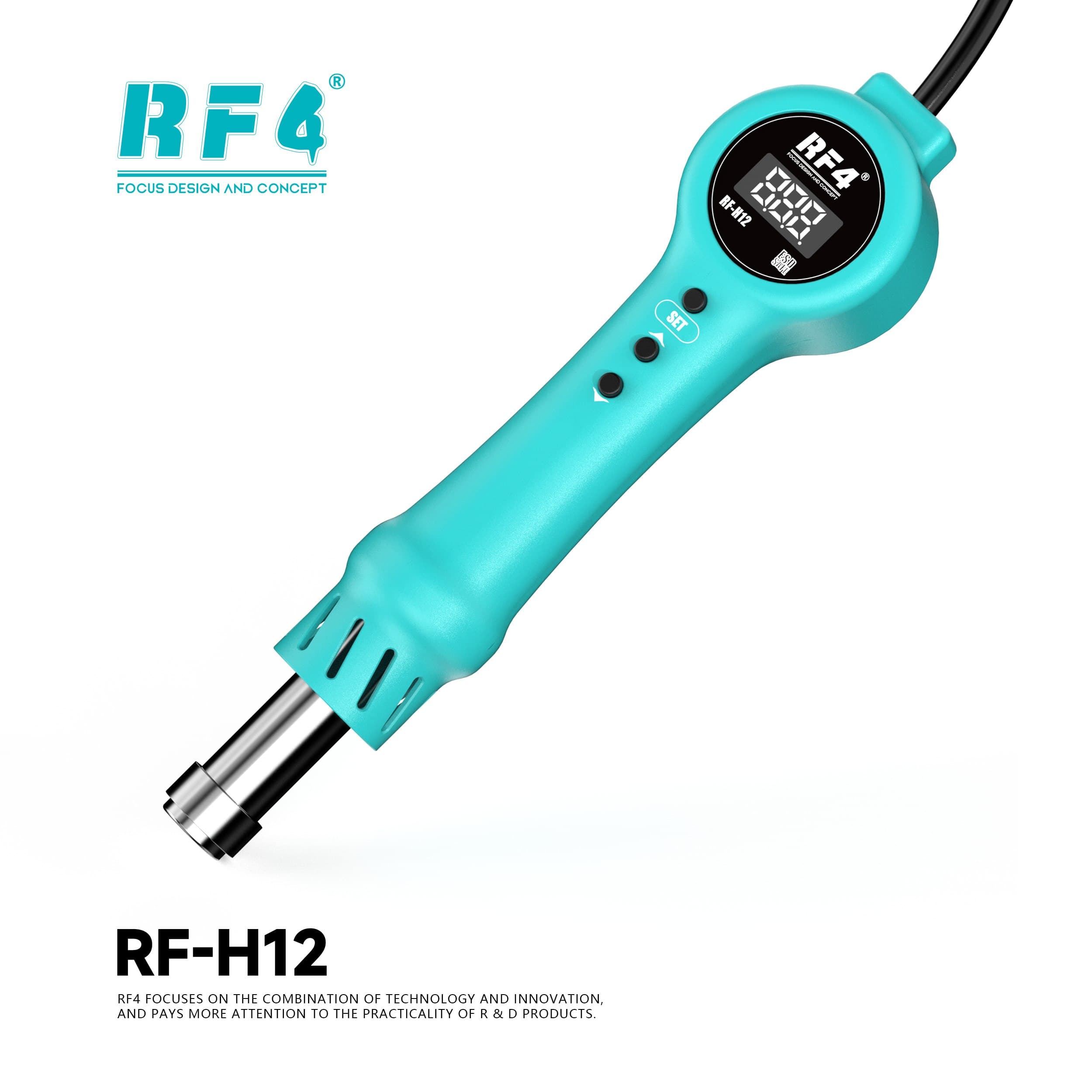 RF4 RF-H12 — pistola compacta com controles integrados