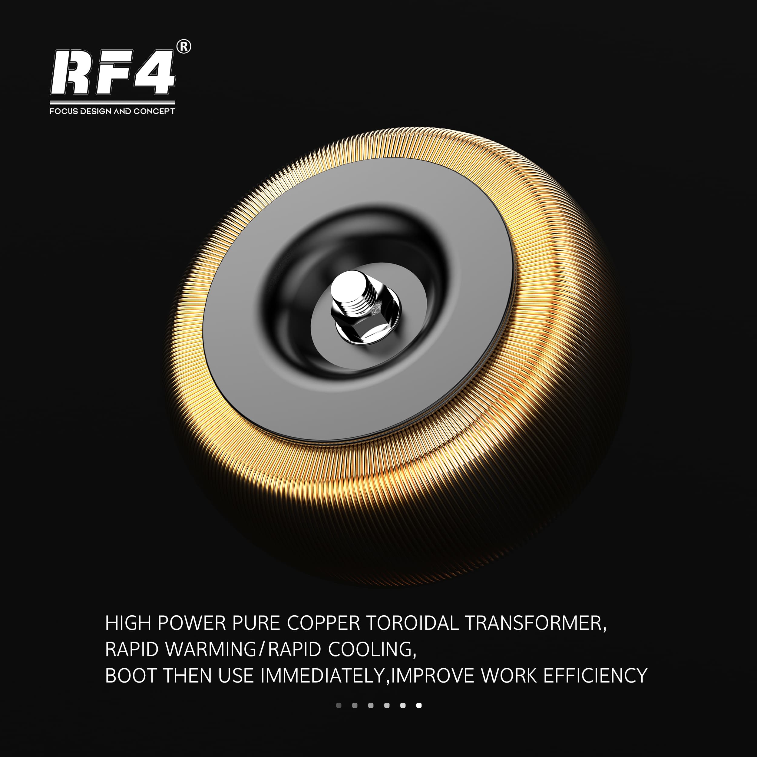 RF4 RF-H3 — transformador toroidal de cobre puro: aquecimento e resfriamento rápidos
