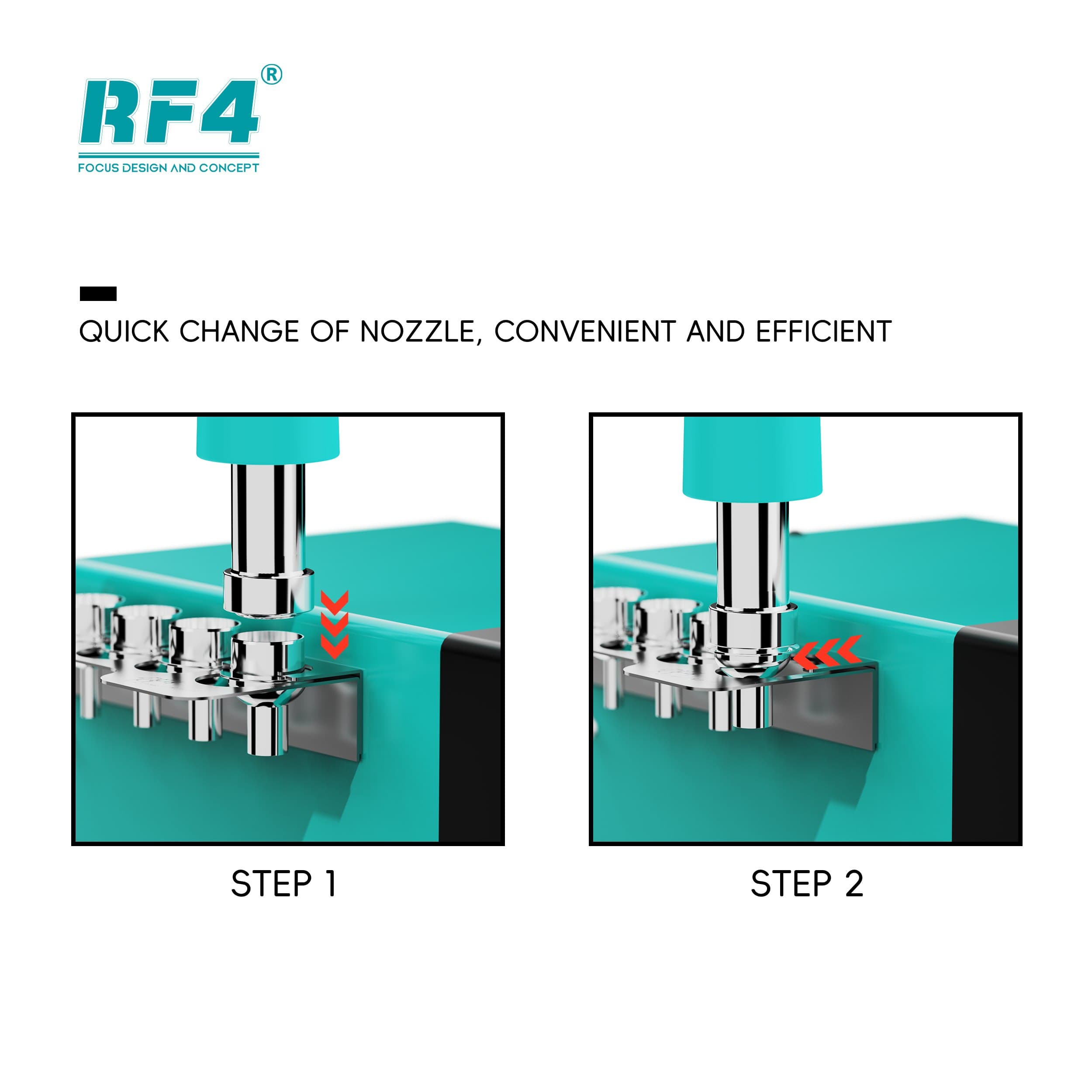 RF4 RF-H4 — troca rápida de bocal em 2 passos
