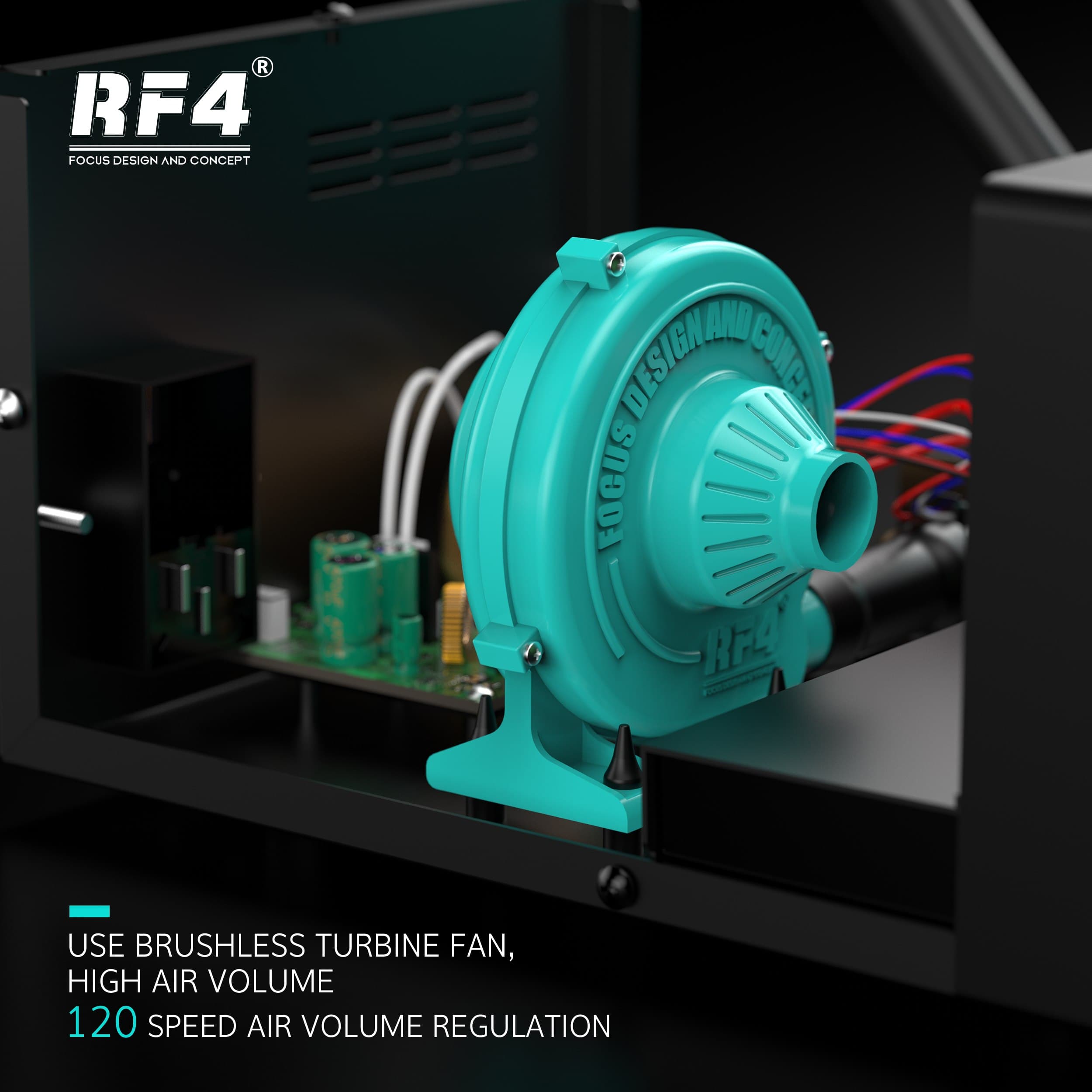 RF4 RF-H4 — turbina brushless interna com 120 níveis de regulagem de fluxo