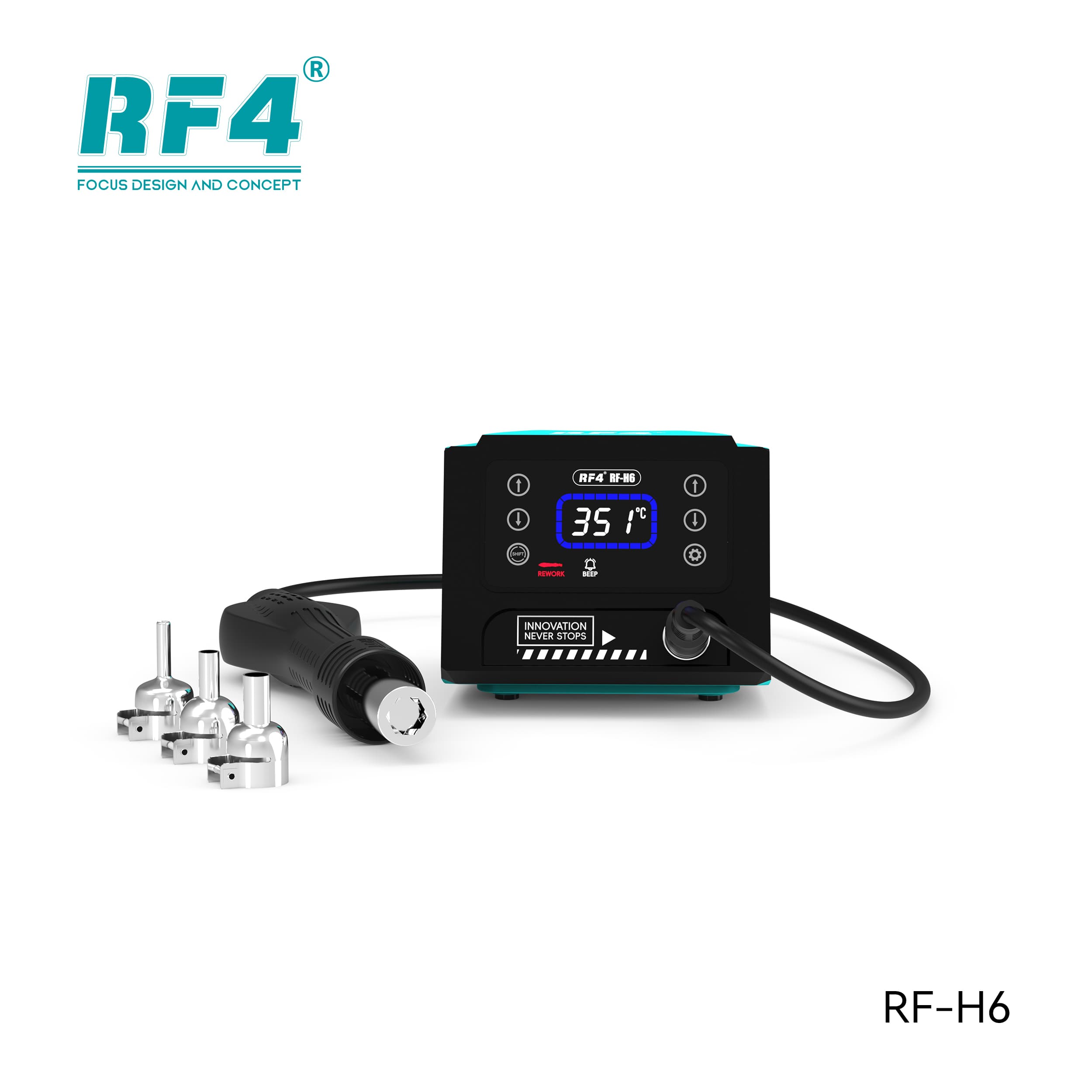 RF4 RF-H6 — vista frontal do painel touch com display digital