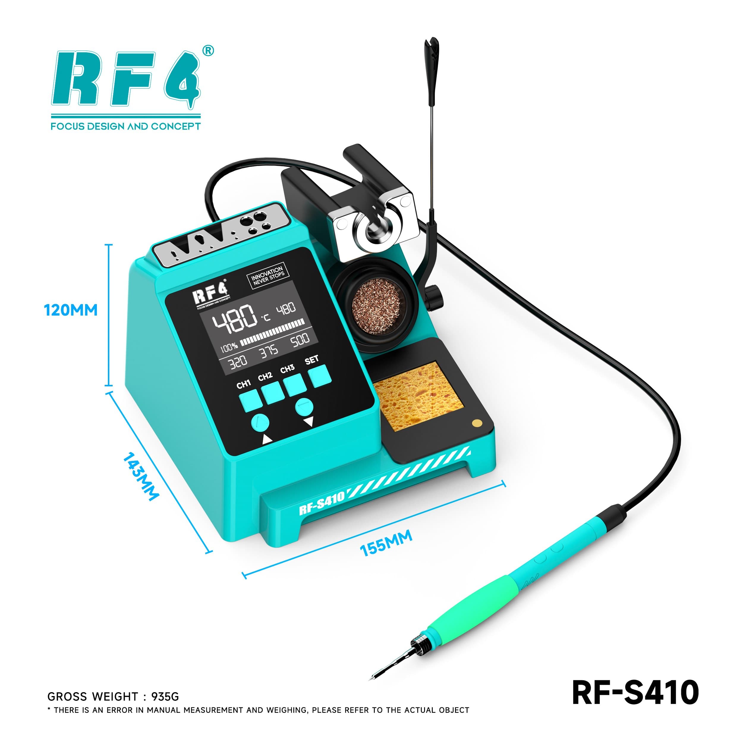 RF4 RF-S410 — dimensões do produto: 155 × 143 × 120 mm