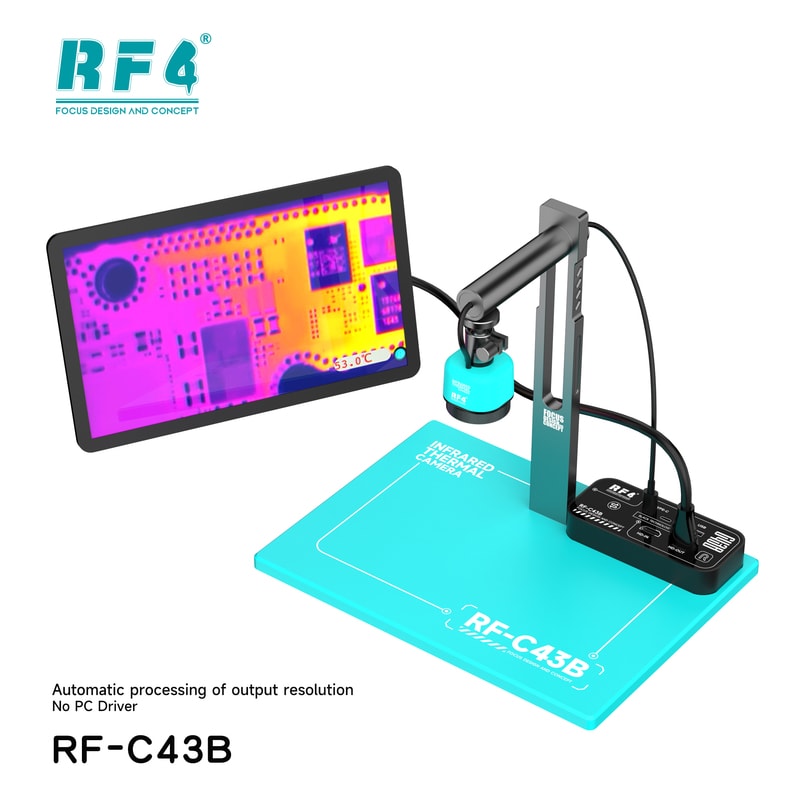 Câmera Térmica RF4 RF-C43B — imagem térmica da placa na tela, sem driver de PC